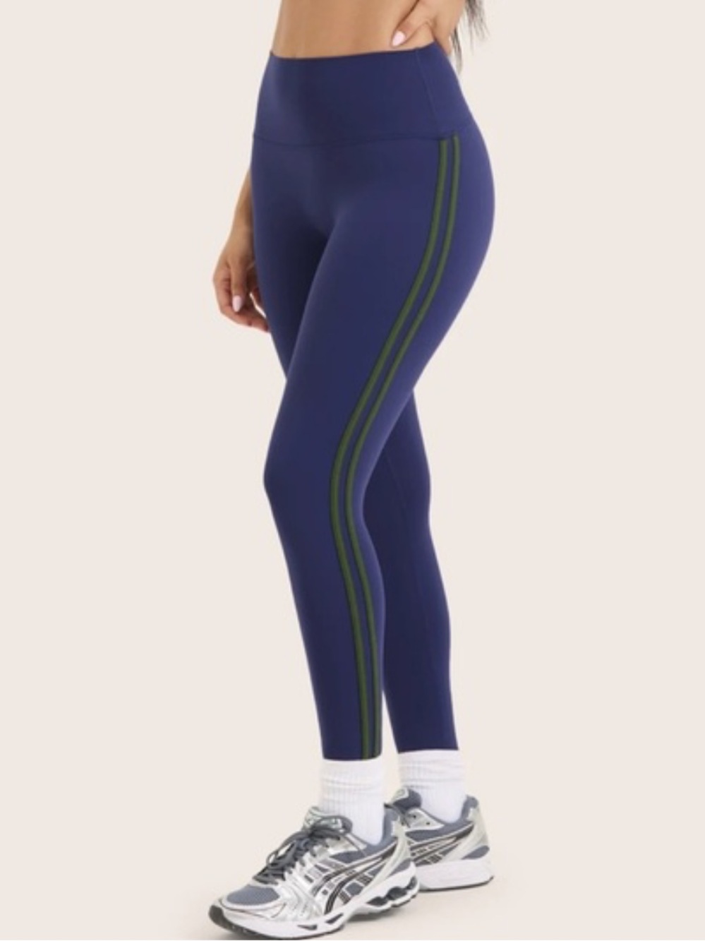 Set active green Sportbody legging with navy blue stripes